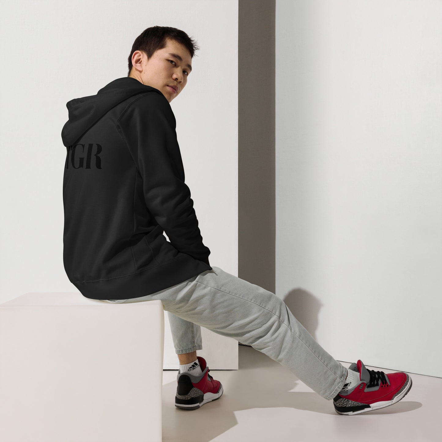 STGR Black Steel Zip-Up Hoodie