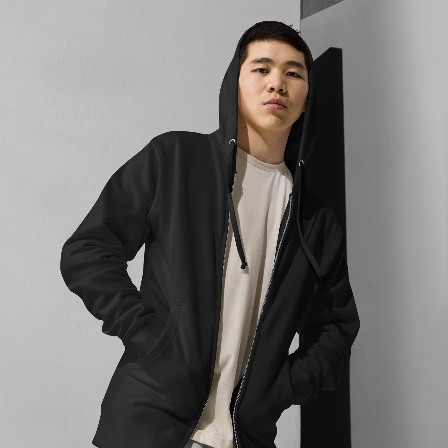 STGR Black Steel Zip-Up Hoodie